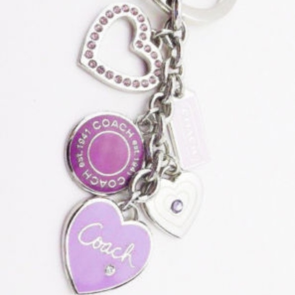 Coach Accessories - NEW Coach Purple Enamel Crystal Heart Mix KeyChain